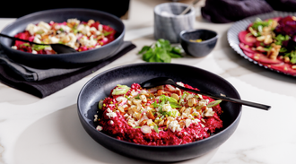 Plate with beet puree