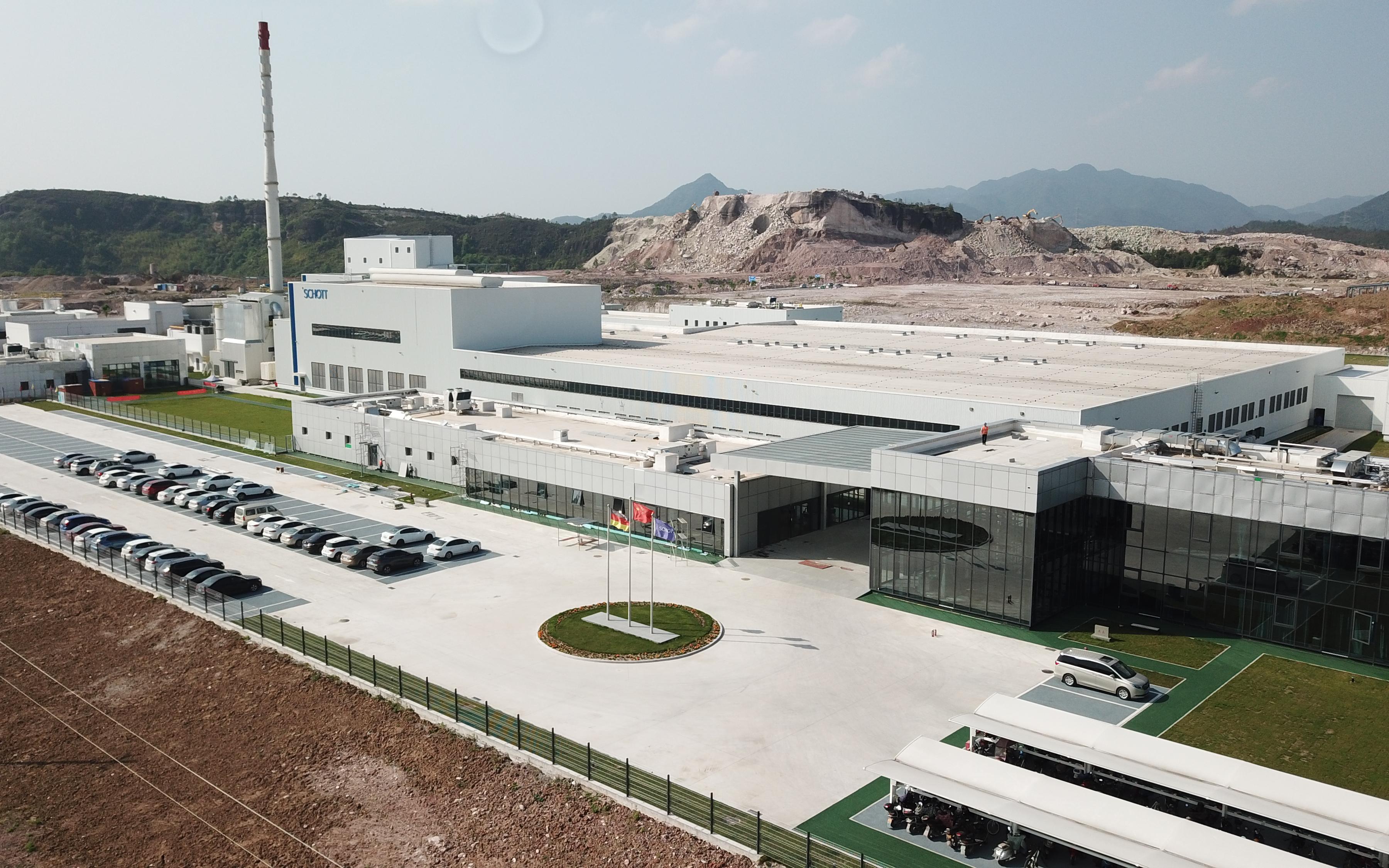 Aerial shot of the main SCHOTT plant in Jinyun, China 