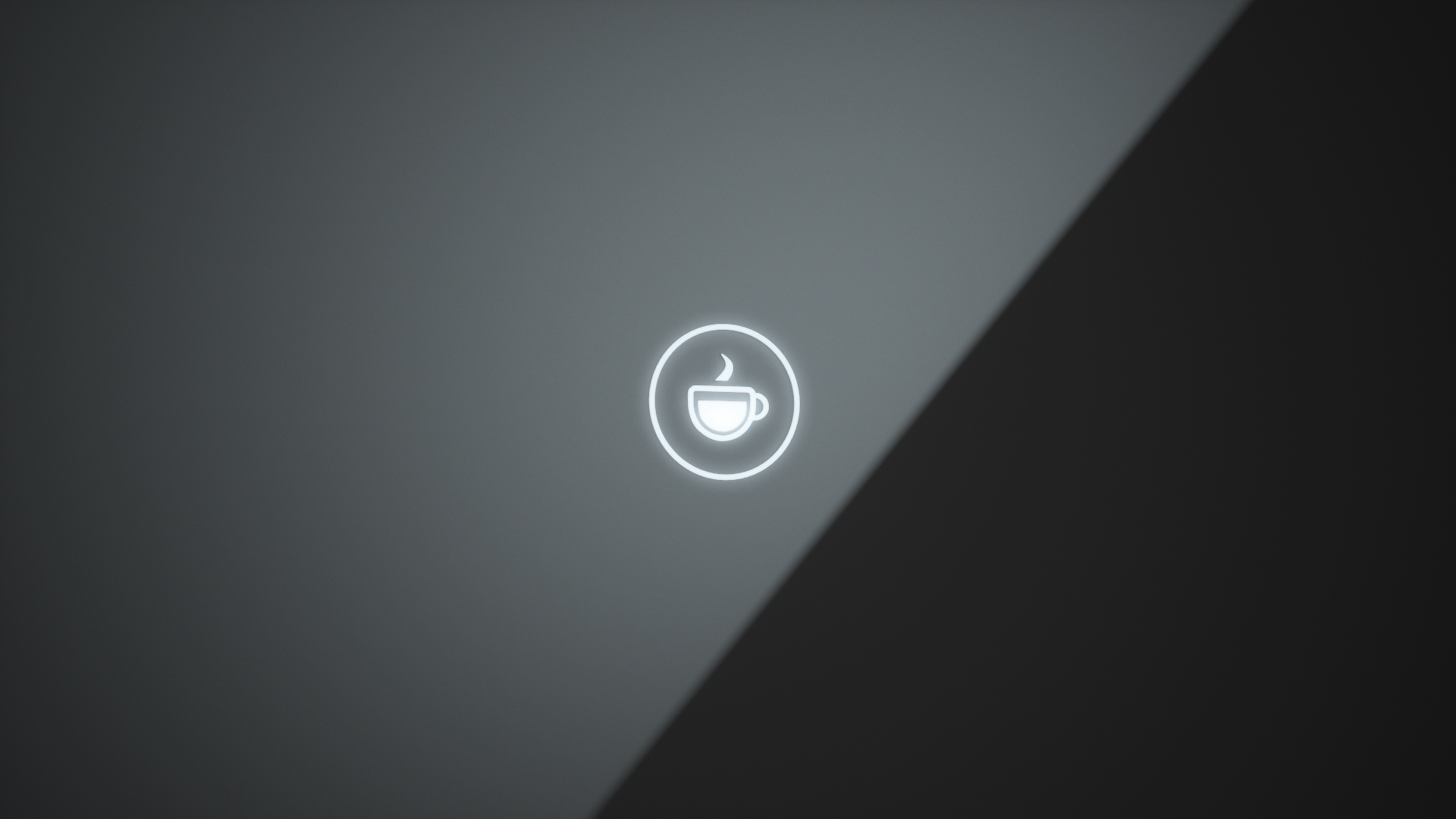 Coffee cup icon on a black glass panel