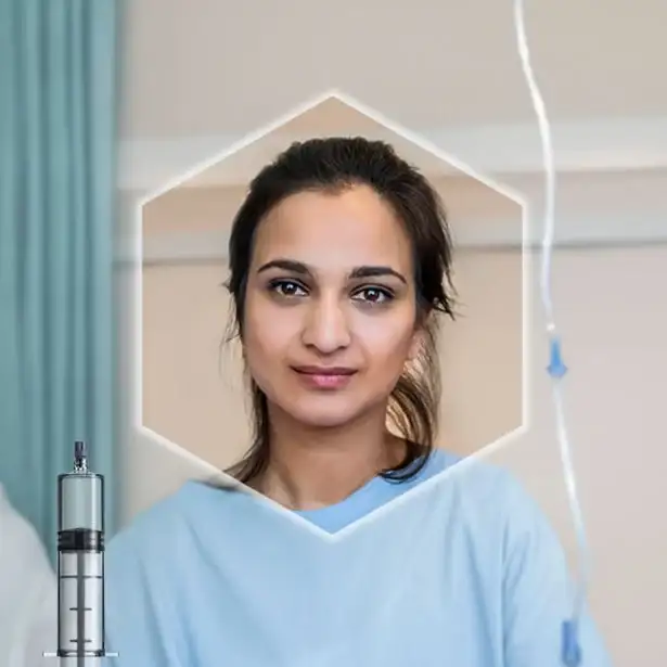 Young female doctor in a hospital with SCHOTT TOPPAC® infuse syringe