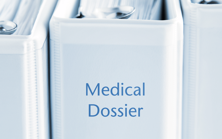 White folder with the words Medical Dossier