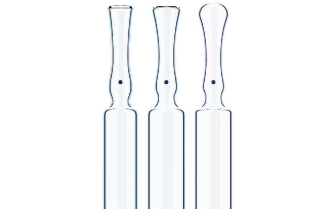 Three SCHOTT Pharma’s Ampoules easyOPC glass ampoules, forms B, C + D