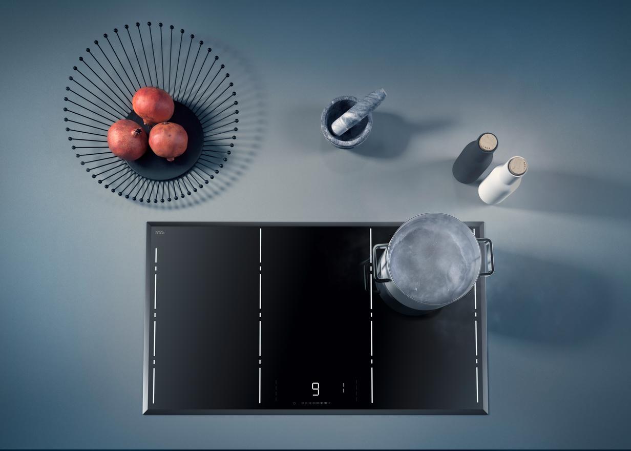 Top view of SCHOTT CERAN®  glass-ceramic cooktop with kitchen accessories
