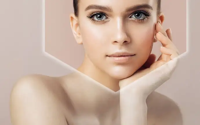 Female model resting her head on her hand