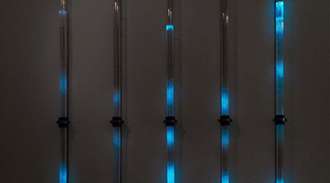 Close up of a photobioreactor by visual artist Andreas Greiner