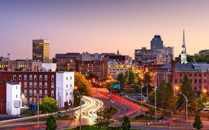 Southbridge, Massachusetts, USA in the evening