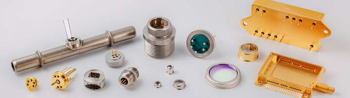 Various hermetic sensor packages on white background