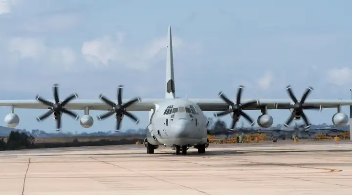 Transport aircraft on the runway