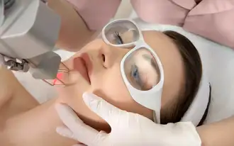 CO2 laser being used in a skin treatment procedure