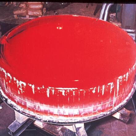 Large red disk of ZERODUR® glass-ceramic in the 1960s	