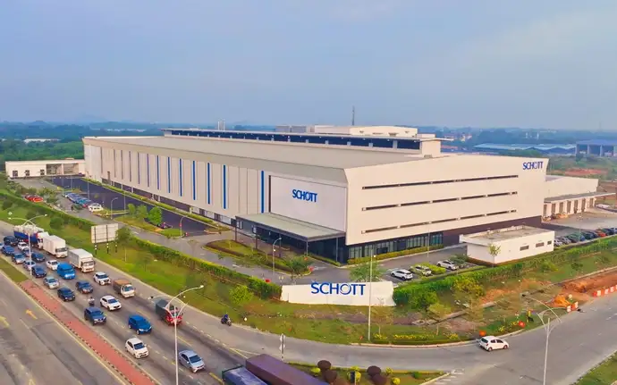 SCHOTT feiert die Fertigstellung der neuen Produktionsstätte in Kulim, Malaysia | Drohnenaufnahme der Anlage