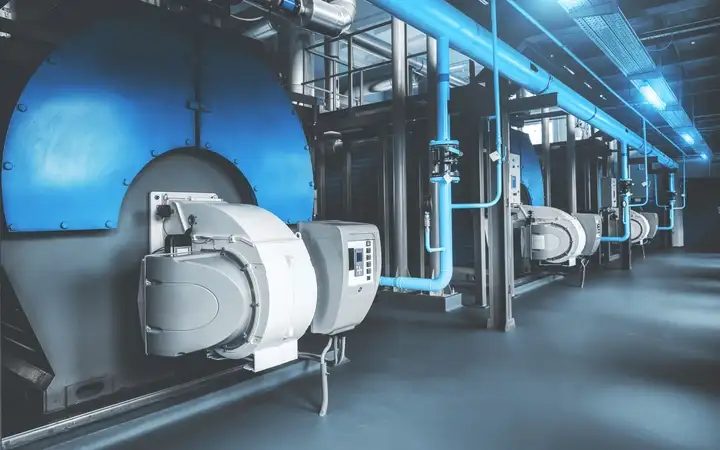 Modern industrial gas boiler room equipment for heating system