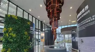 Showroom area of SCHOTT’s China Tubing plant with large amber glass chandelier