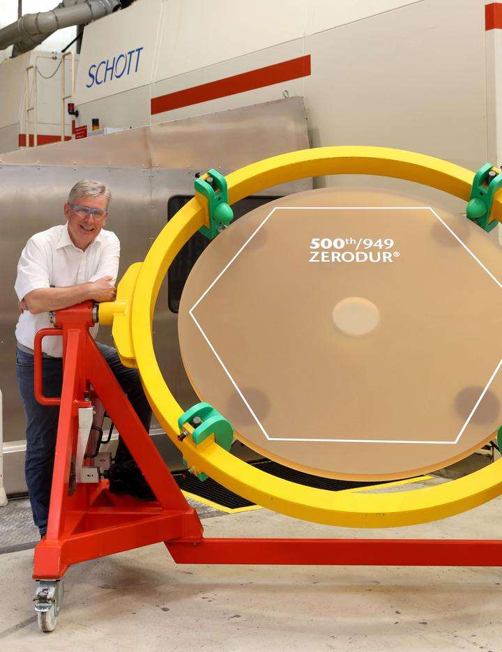 Thomas Werner, Head of the ELT Project, pictured with the 500th M1 segment