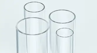 Four clear tubes of SCHOTT Glass 8245
