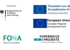 Diverse Logos: Bundesministerium für Bildung und Forschung, FONA, Europäische Union, Kopernikus Projekte auf weißem Hintergrund 