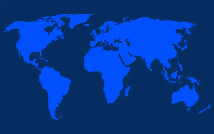 World map with blue background