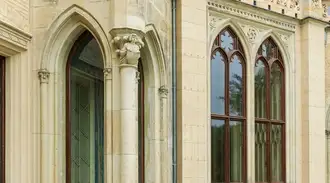 Side view of a window in Babelsberg Palace in Potsdam, Germany