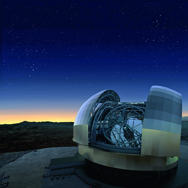The ELT (Extremely Large Telescope) observatory on the Cerro Armazones mountain in Chile