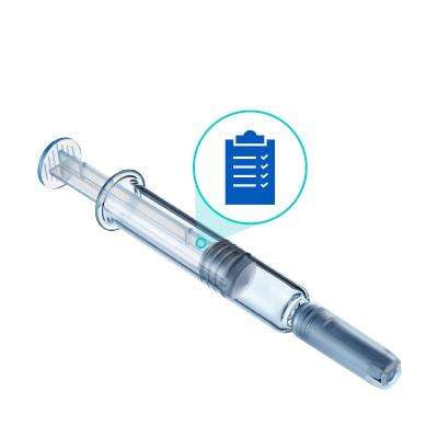 A pharmaceutical syringe with illustration of the container closure