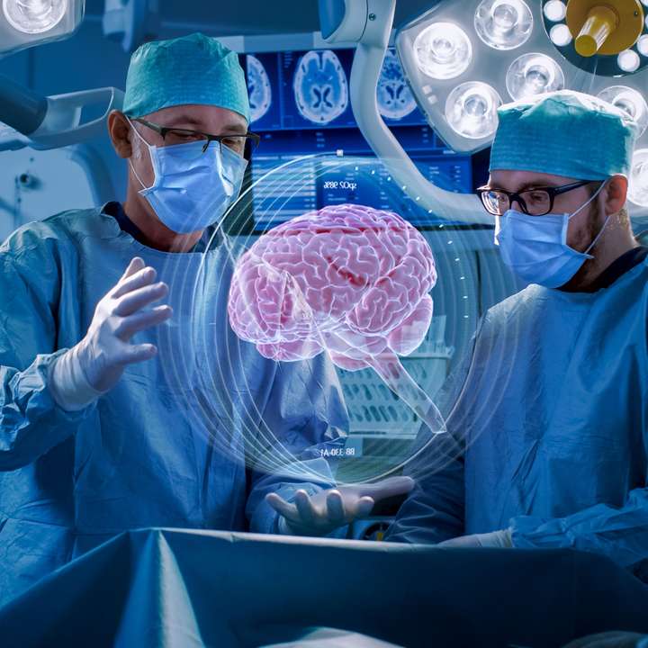 Surgeons use AR glasses to project an image of a brain before performing surgery