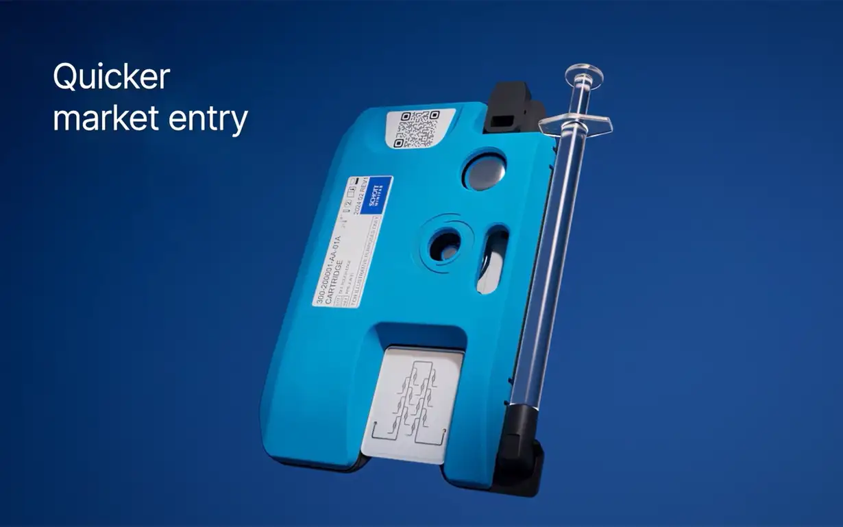 SCHOTT MINIFAB microfluidic cartridge.