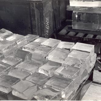 Square blocks of optical glass in factory