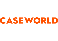 The text 'CASEWORLD' written in bold orange capital letters.