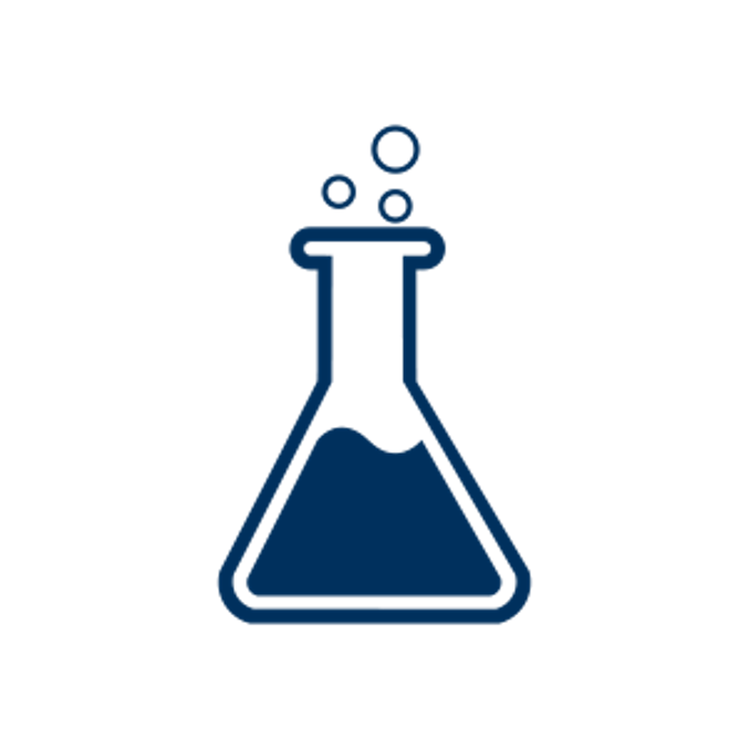Icon of a laboratory flask with bubbles rising from the top.