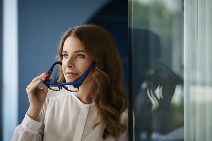 Woman with AR glasses