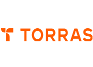 Logo with the text 'TORRAS' in orange uppercase letters accompanied by a stylized 'T' emblem on a white background.