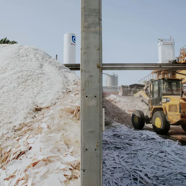 Massive piles of recycled glass shards that SCHOTT will melt and recycle into new products