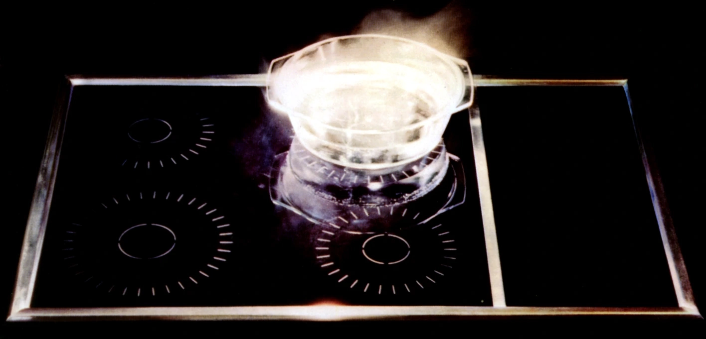 An original CERAN® glass-ceramic cooktop panel from a 1971 presentation 