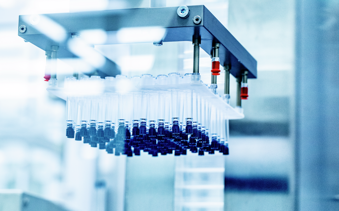 Production line with prefillable polymer syringes.