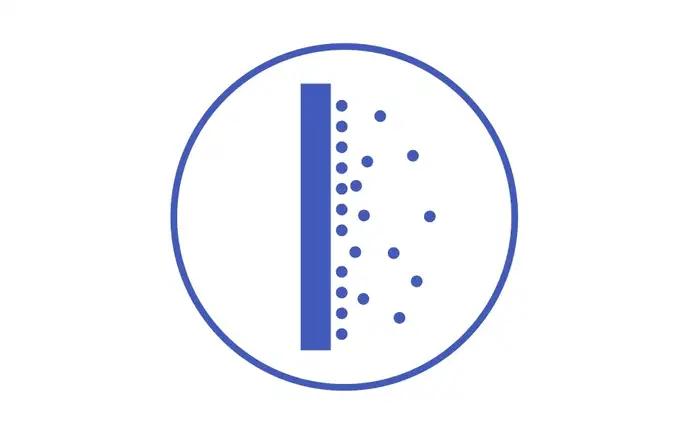 Icon showing glass surface avoiding protein adsorption