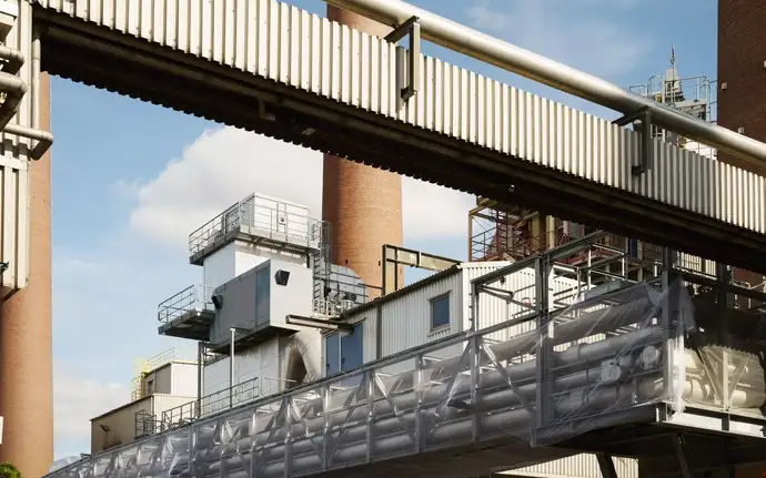 Detail of an industrial plant with chimney