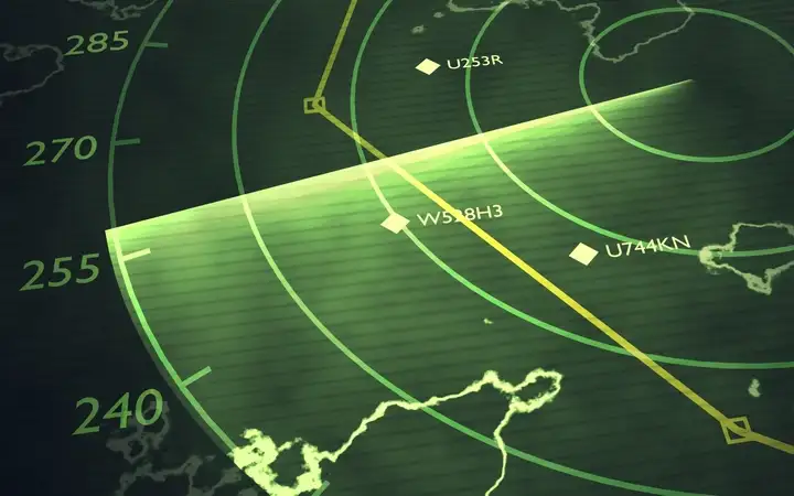 Green Radar display showing outlines