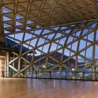 Internal view of a building wall and roof made using ISO PYRAN® S fire-resistant glass