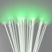 Group of SCHOTT® Luminous Special-Shaped Diffusers emitting green light