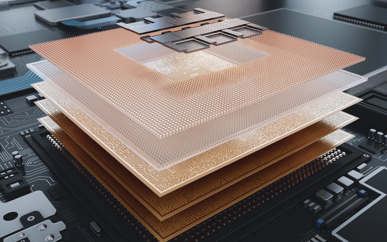 The high-density interconnectors and heterogeneous packaging enabled by a glass-based semiconductor chip.