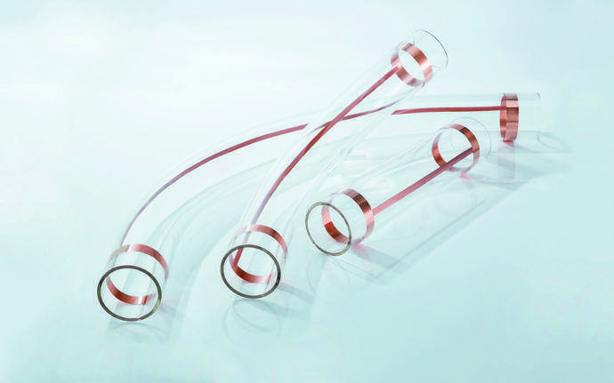 Three glass tubes with copper conductive tape