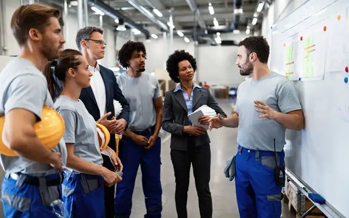 Group of six people in a business meeting