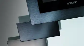 Samples of SCHOTT glass printed with different metallic effects