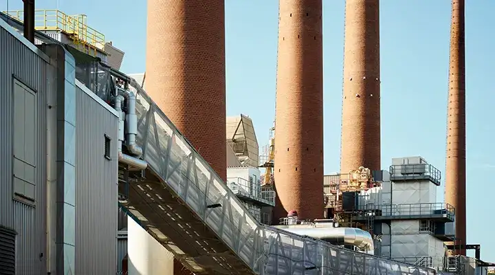 Industrial facility with multiple smokestacks