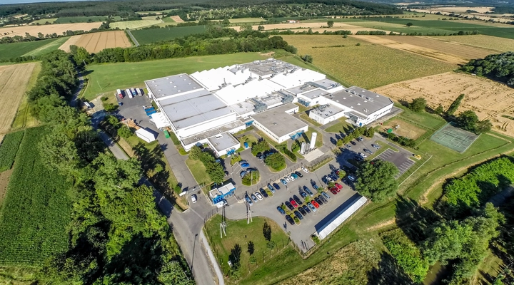 Aerial shot of the SCHOTT plant at Lukácsháza, Hungary