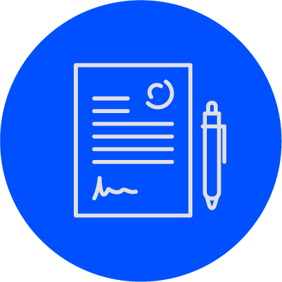 Ein Icon zeigt ein Dokument mit Textzeilen und einem Stift daneben.