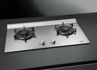 Two-burner glass gas hob with silver SCHOTT® MetalLook finish