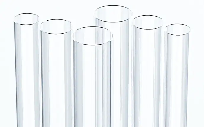 Six samples of DUROBAX® clear glass tubing