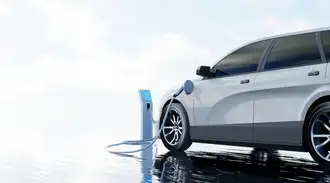 an electric car connected to charger