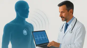 Wireless data transmission from implant